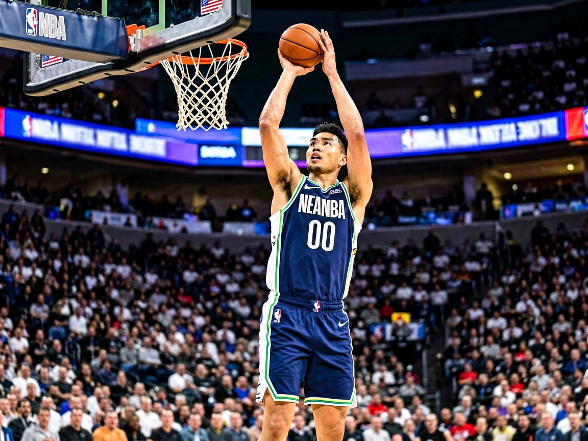 NBA比赛中球员精彩三分投篮瞬间